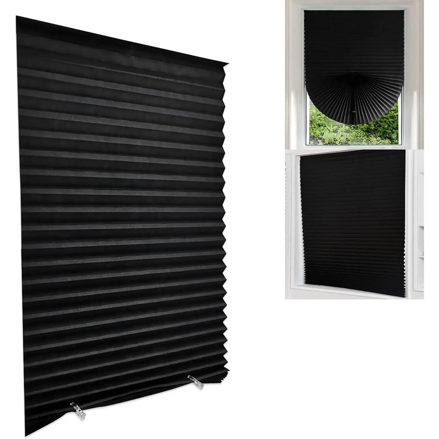 Cordless Blackout Blinds Window Shade, Polycarbonate (PC), 35x59inch, Black, 1 Pack