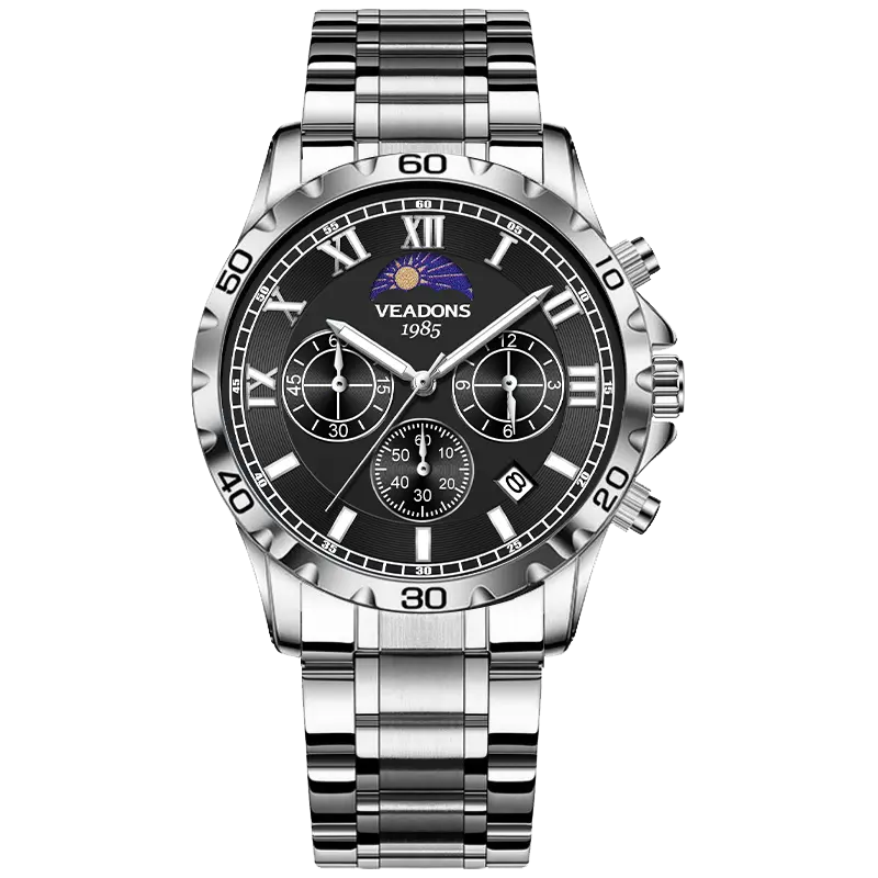Men Moon Phase  Watch 5095-black