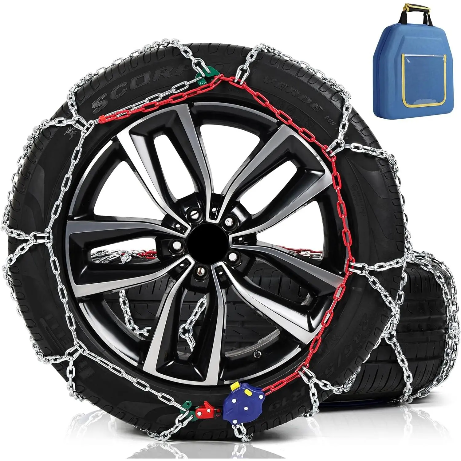 Auto-Tightening Snow Chains, 1-Minute Quick Install Tire Chains for /SUVs/, 4.5MM Heavy-Duty  Traction, Set of 2