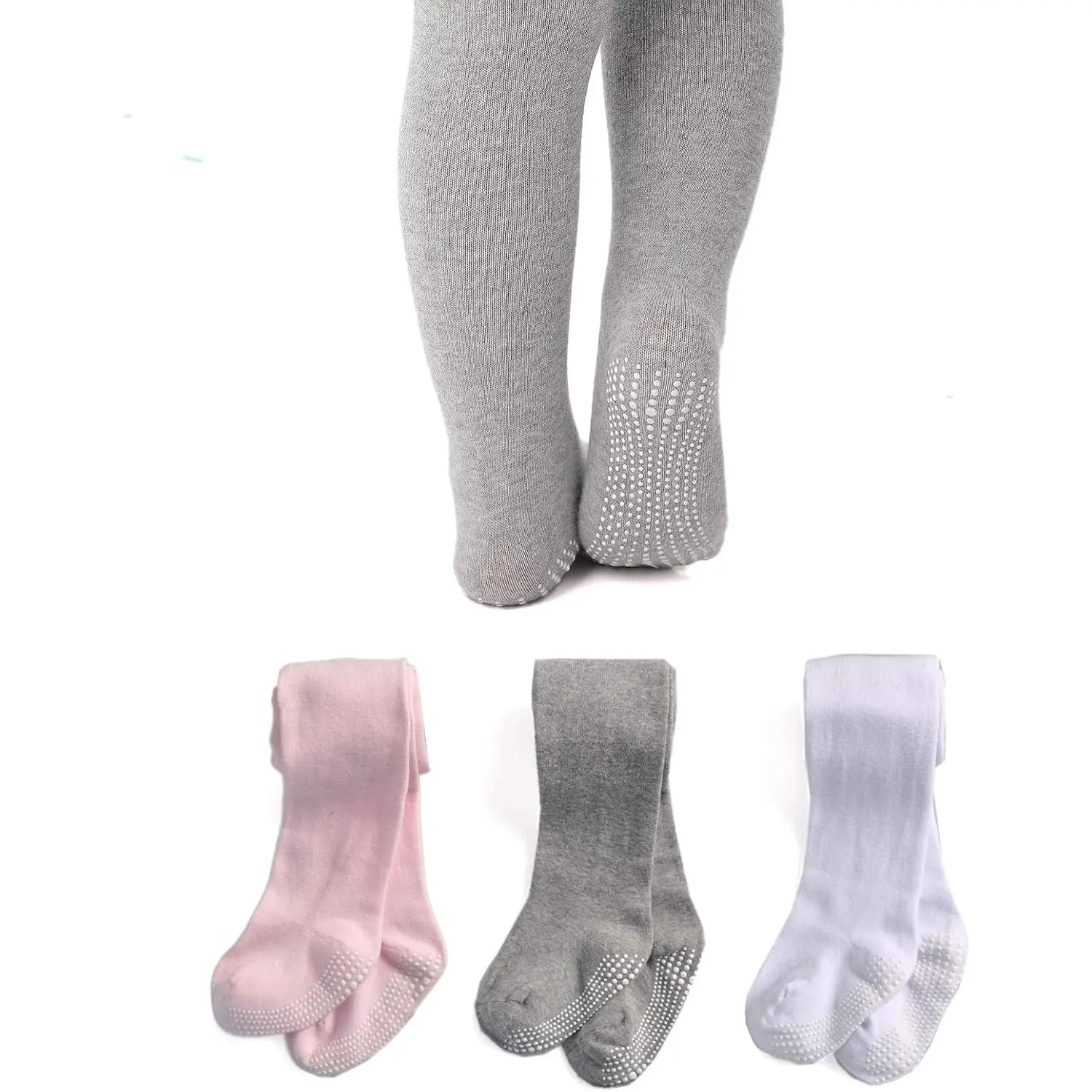 Baby Girls Non-Slip Seamless Cotton Tights Ribbed Plain Leggings Pantyhose for Newborn Infant Toddler