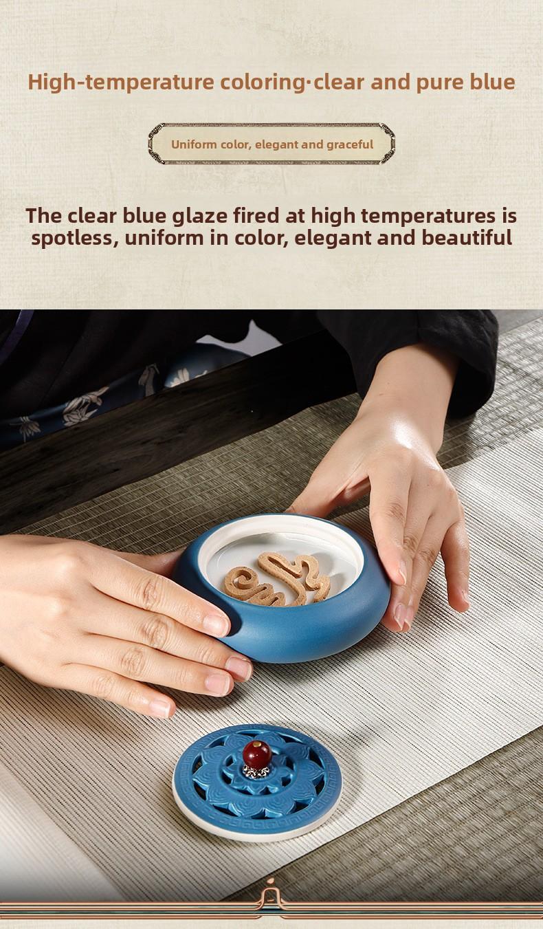 Lotus Heart Ceramic Incense Burner Set for Seal Agarwood & Coil Incense Traditional Bowl Shaped Aesthetic Tool incense stick holder