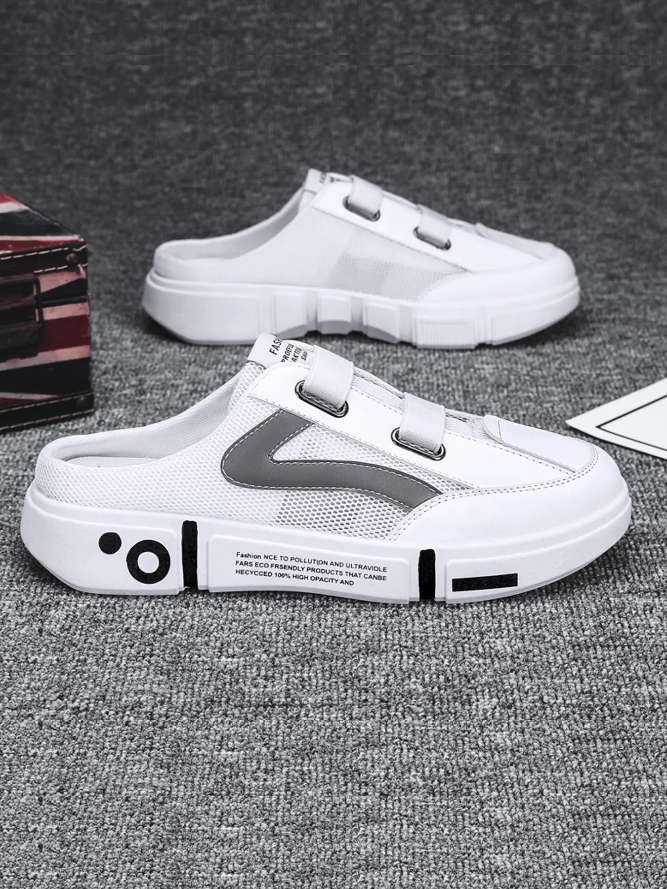 Men's Chunky Platform Backless Sneakers, Breathable Mesh Slip-On Mule Shoes, Lightweight Comfortable Casual Footwear for Streetwear, Summer & Everyday Use