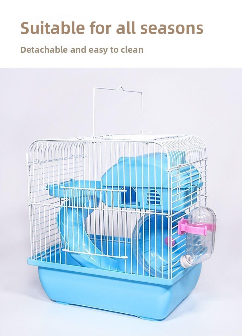 Hamster Villa  Cage Double Levels  Extra Large Villa Portable Outdoor Cage Beginner Package with Water Bottle, Food Bowl, Running Wheel Supplies Cross-border