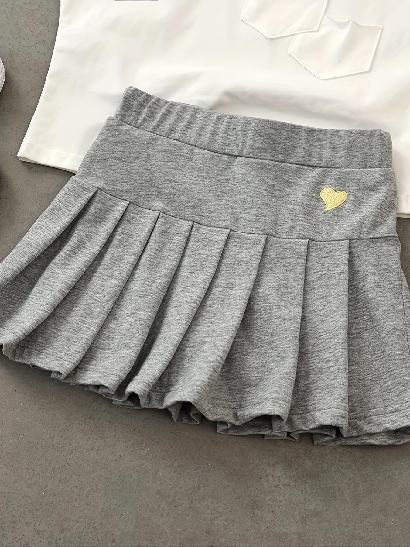 (New)[Girls' Skort Set] PEPPY GIRL STUFF - 2026 Spring/Summer Girls' Pleated Skort 2pcs Set, High-Stretch Comfortable Soft Skort with Built-in Anti-See-Through Safety Shorts, Student Weekend Outing Casual Sports Skirt (gift)
