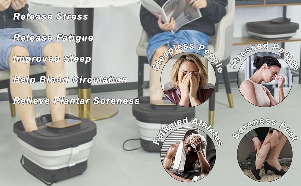 Collapsible Foot Spa Bath with Heat and Massage Roller, Bubble, Temperature Control, Remote Control, Foot Pedicure Kit, Pedicure Foot Spa