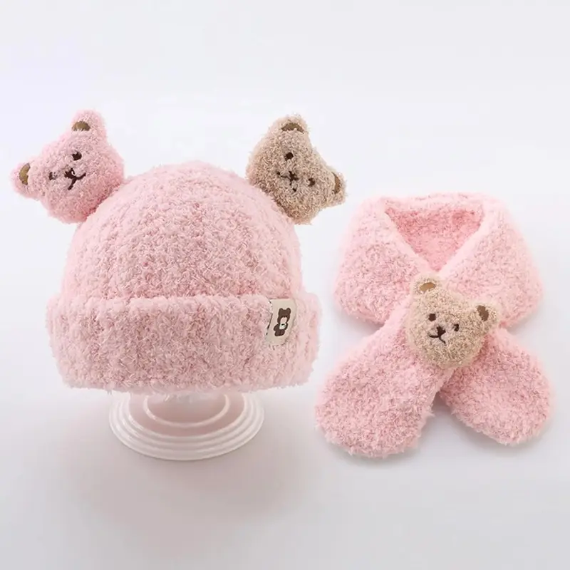Small Pet Winter Warm Plush Clothing Sets - Cozy Cocoon Lined Apparel with Bear Design Hat, Scarf, Beige/Brown/Yellow, Pomeranian-Suitable Outfit, Sleeping Bag