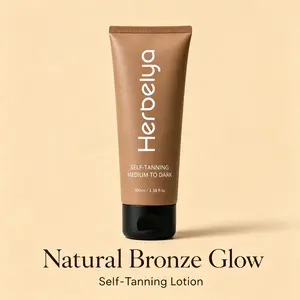 Herbelya Fitness Natural Bronze Tanning Lotion - Clean, Vegan, Non-Toxic, Moisturizing Body Care for Adults with Sensitive Skin, Workout-Safe, Gradual Self Tan Bronzing for Medium-Dark Skin, No Orange Streaks, Infused with Aloe