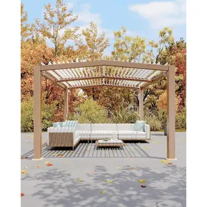 11x13 FT Louvered Pergola with Adjustable Aluminum Roof & Drainage System for Patio Deck