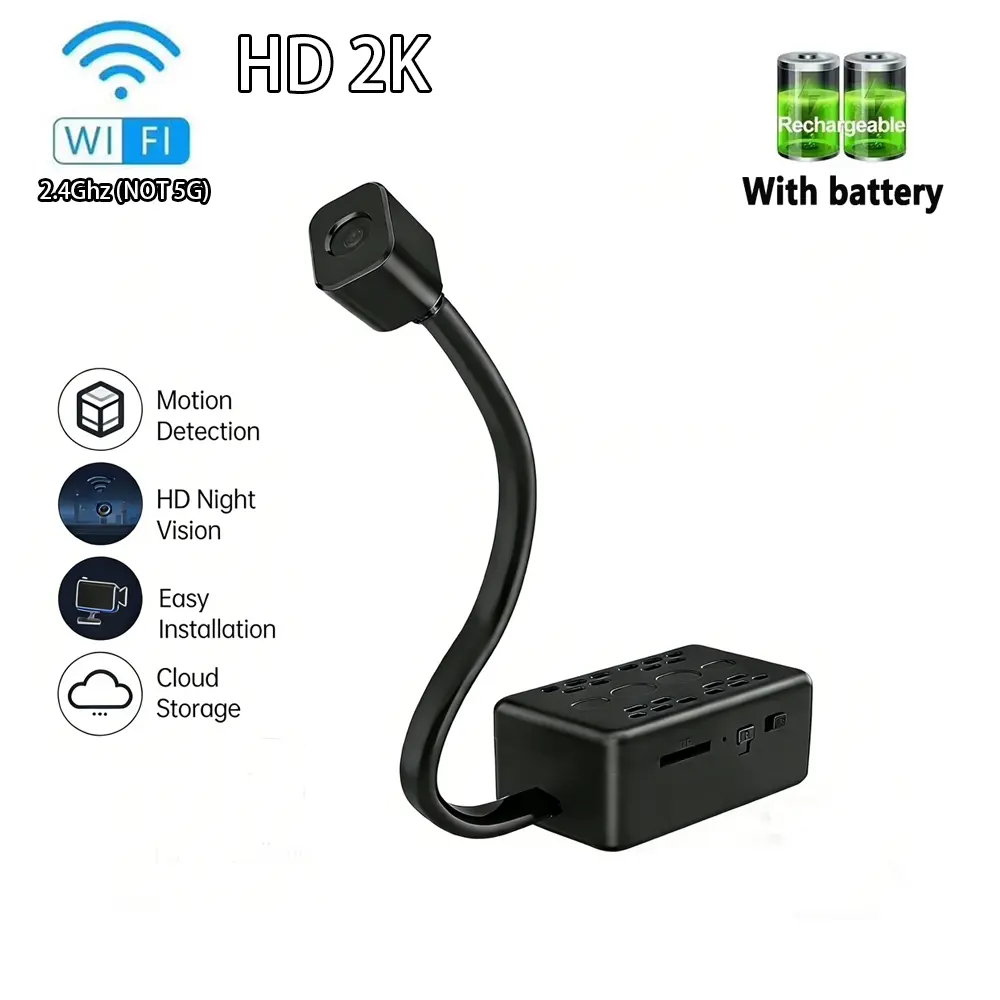 USB Rechargeable Portable Home Security Camera Intelligent Network Camera HD 2K, Battery 2000mAh V380 Pro Smart Cameras HD Wireless Wifi Camera