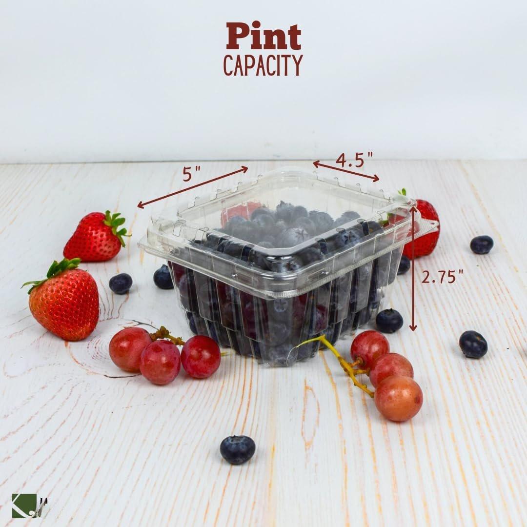 35 PACK - Plastic Berry Basket/Produce Containers - Pint Size for Blueberries, Raspberries, Strawberries