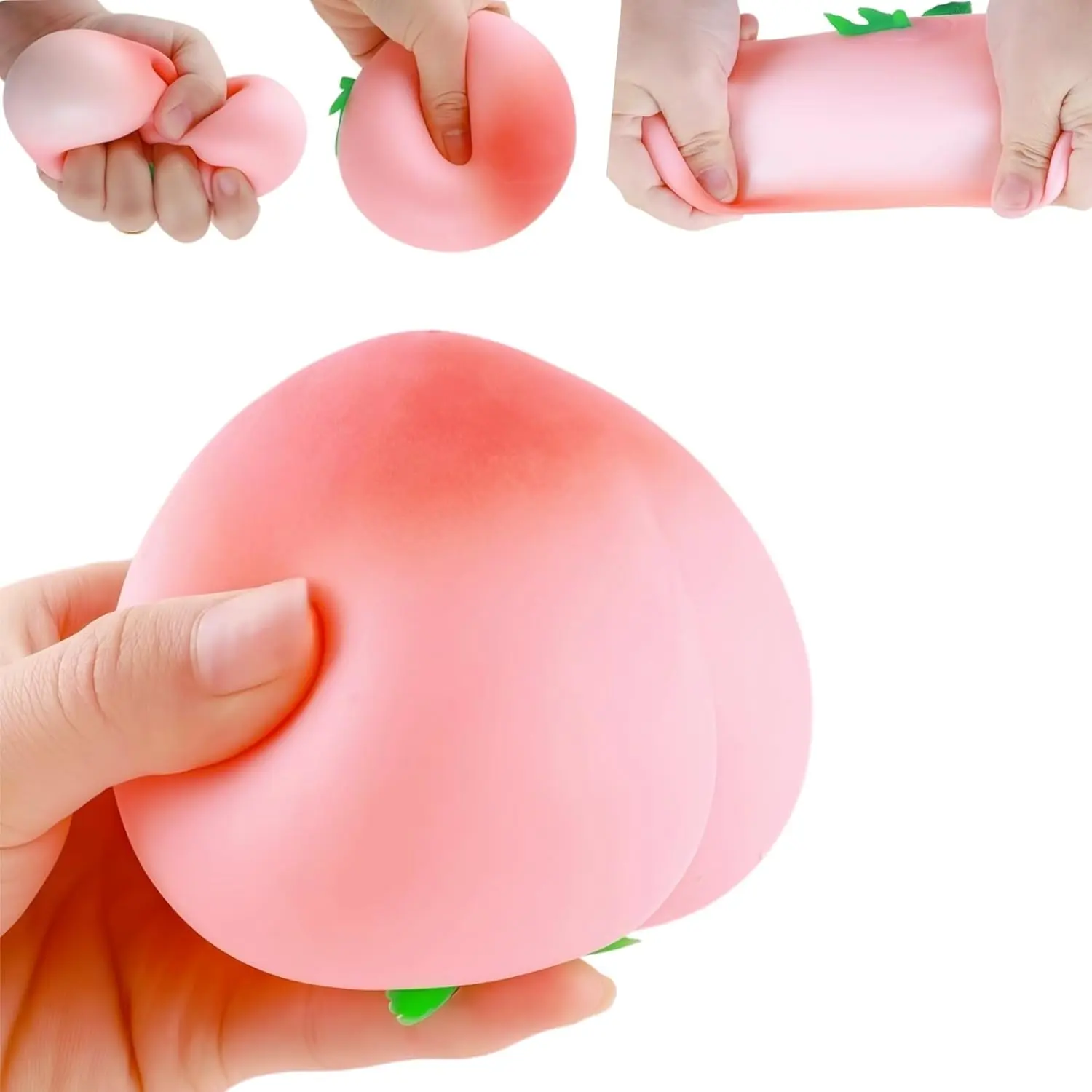 Juicy Peach Squishy, Fast Rebound Fidget Stress Relief Realistic Fruit Squeeze Toy, Anxiety Sensory Stress Squishy Hand Toys, Soft Simulation Fruit Stress Relief Balls, Calming Adults Fidget Toys