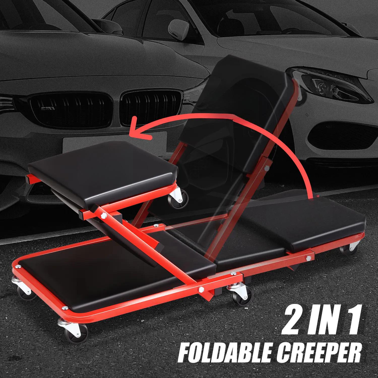 ‎ 40 Inches 2 IN 1 Rolling Folding Z Car Creeper Seat 6 Pcs 2" Casters, Mechanics Under Car Chair, 330 LBS Weight Capacity Heavy Duty