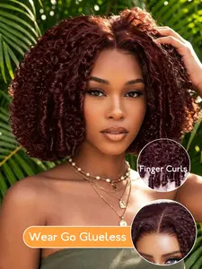 Pixie Curly Human Hair Wig, Short Curly Bob Style With Curly Ends, 5x5 Glueless Lace Closure, Fluffy Natural Curls, Trendy Everyday Look For Women, Adjustable Wig