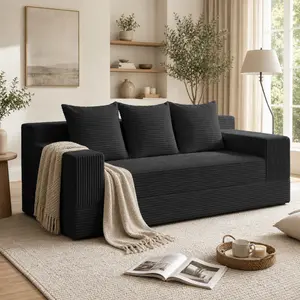 Winzoo Corduroy Folding Sofa Beds, Oversize Convertible Futon Sofa Bed, Compression Boneless Floor Couch Sofas Bed with 3 Pillows for Living Room Bedroom
