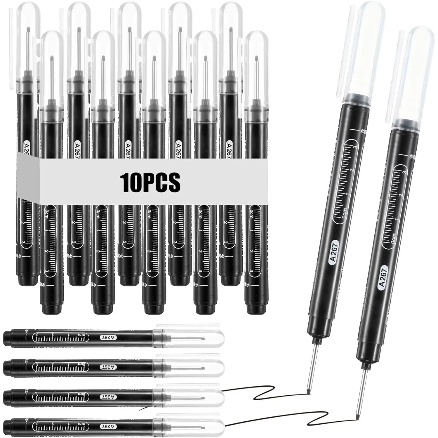 10 count Long  Deep Hole Markers Deep  Metal Marking Pen Long Nib Marker Multi-purpose  Carpenter Pen Markers Quick Dry Hole Marker for Carpenter Construction Woodworking Office