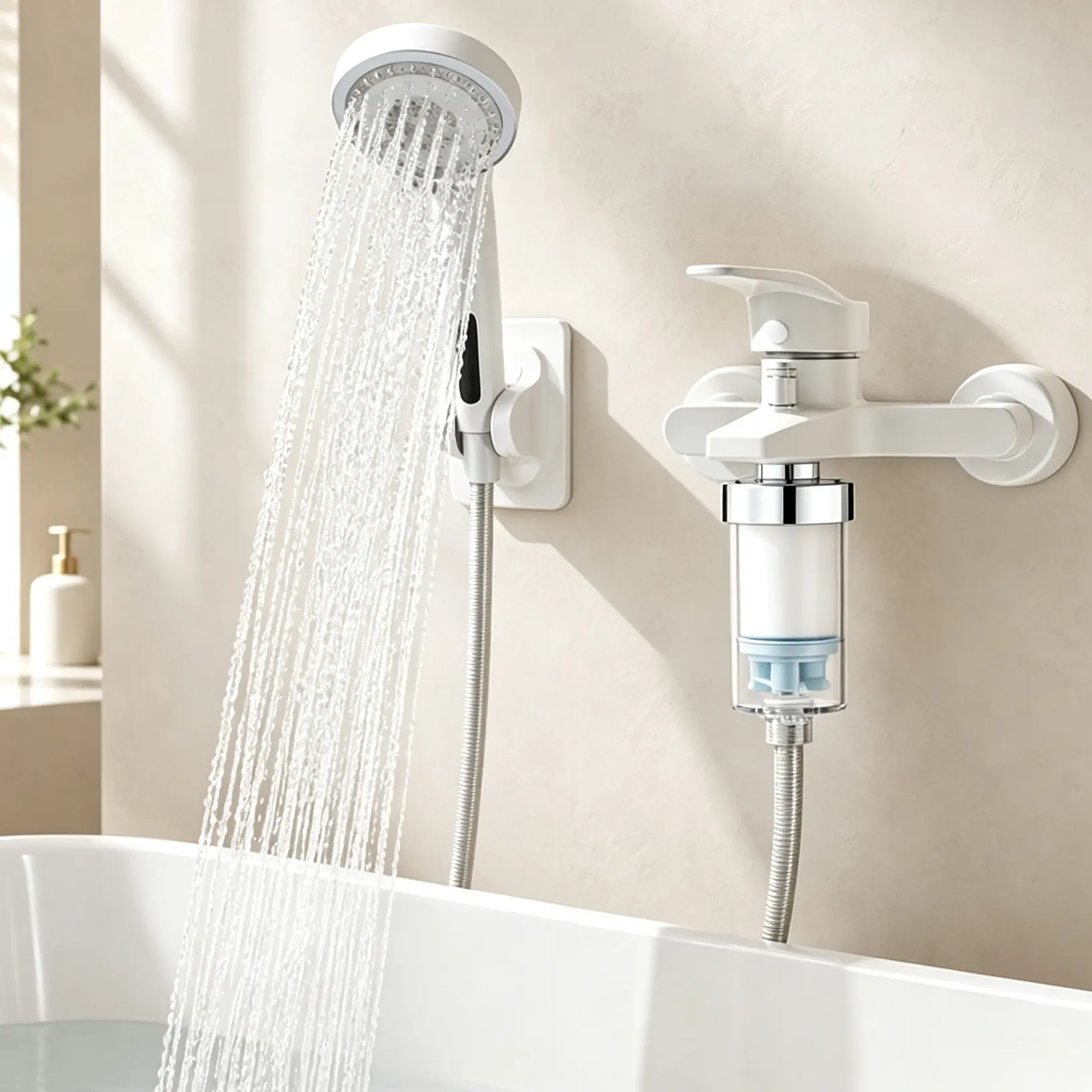 Home Shower Pre-Filter, Microfiber PP Cotton Filter Core, Removes Water Impurities, Purifies Bathing Water Quality, Universal Kitchen Water Filter