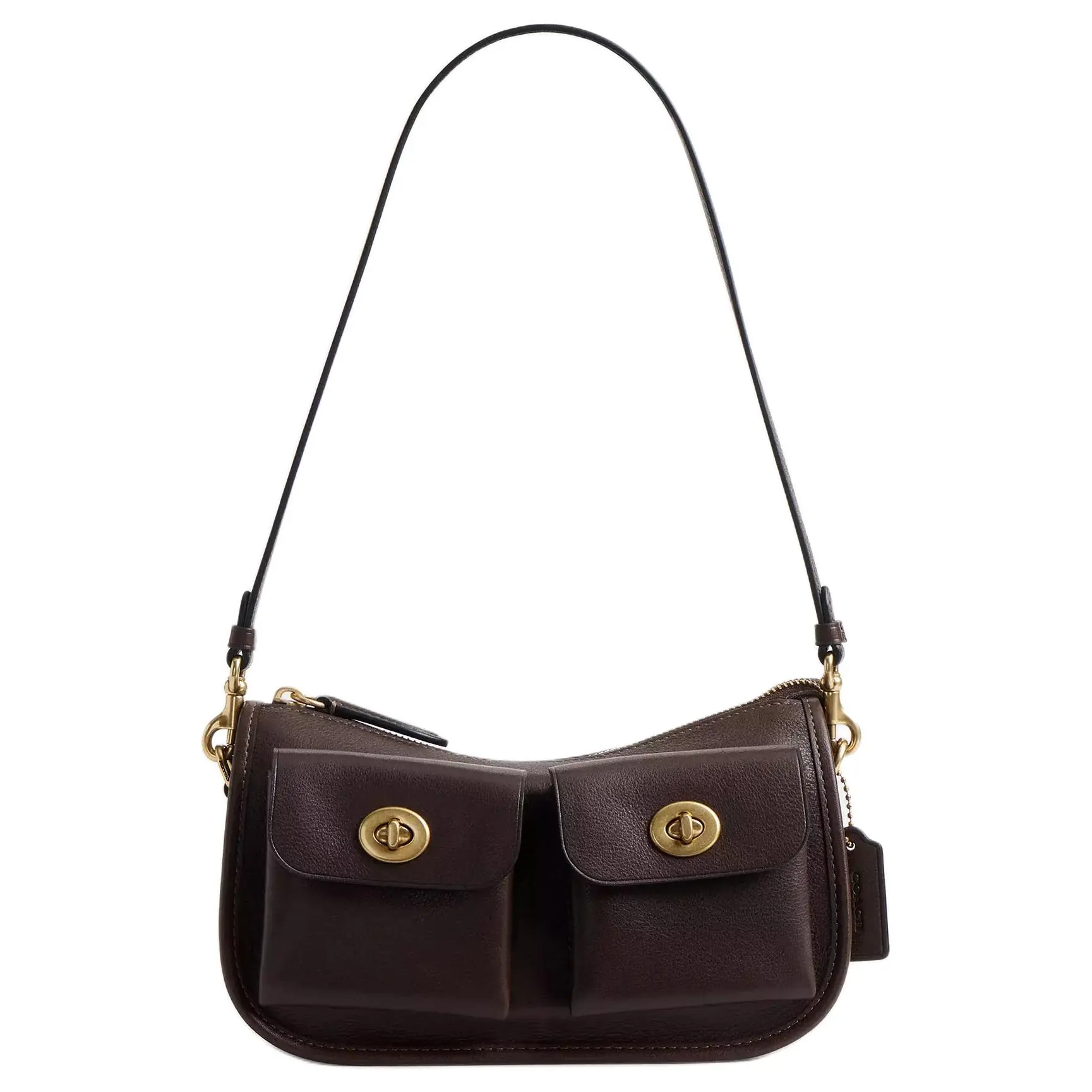 COACH Waverly 24 Crossbody Shoulder Bag for Women, Lock-Embellished Metallic Hardware, Full-Grain Leather, Medium Size, Maple Color
