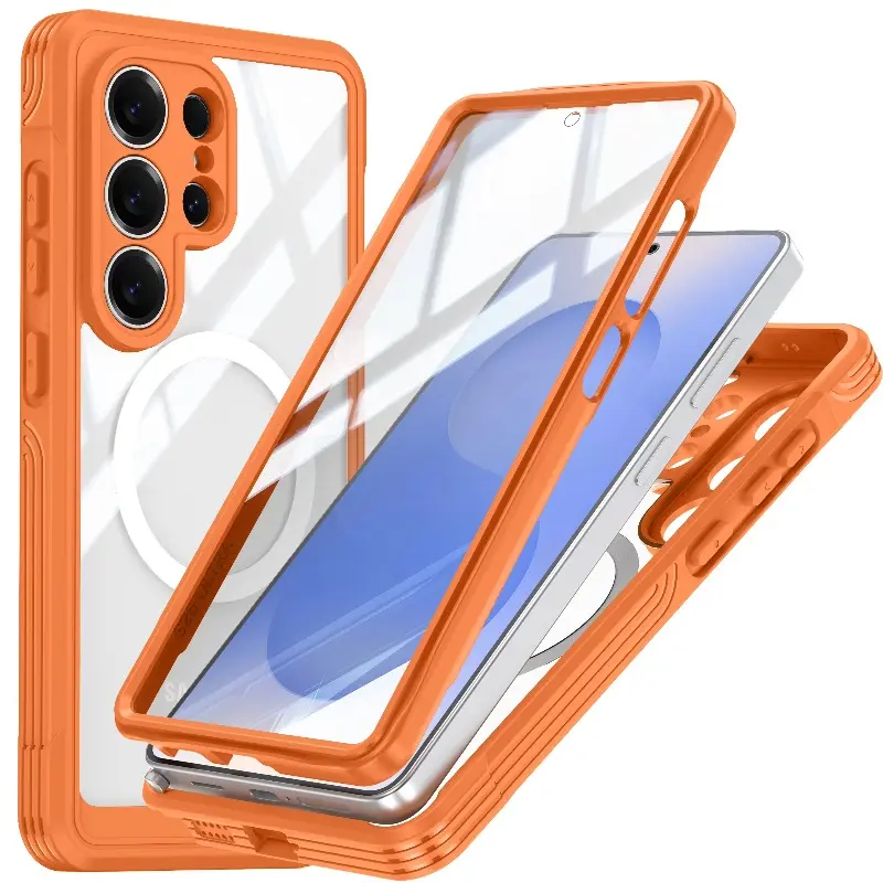 Magnetic privacy function suitable for Samsung S26 S26 Plus S26 Ultra cases [compatible with Magsafe] Full-body phone case with 9H tempered glass privacy screen protector, camera protection and shock-absorbing cushion cover, smartphone phone case