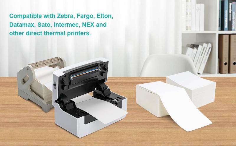 Fanfold 4 x 6 in Direct Thermal Shipping Labels, White, Perforated-500 Labels per Stack, 1 Stack