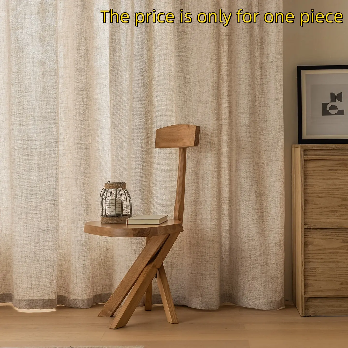 1pc Minimalist Japanese Wabi-Sabi Curtain, Light Blocking Hemp Shade, Bedroom Living Room Finished Curtain, Modern Luxury Sheer, Window Curtain