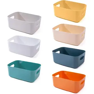 Plastic Storage Bins and Baskets for Efficient Home Classroom Organization Small Containers in Multicolour for Kitchen, Cupboard box, and Bathroom Organizer on Shelves and Tubs