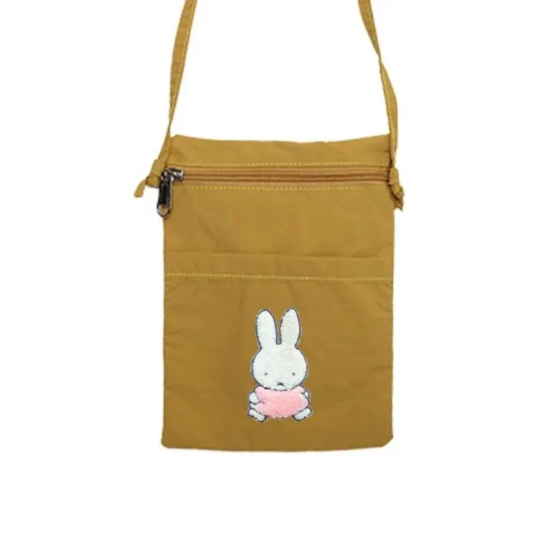 Kawaii Miffy Nylon Crossbody Bag Minimalist Portable Phone Purse with Cute Bunny Travel Passport Pouch Unisex Casual ShoulderBag