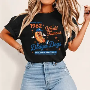 Dodger Dogs World Famous 1962 Stadium Tee, Retro Ballpark Hot Dog Shirt