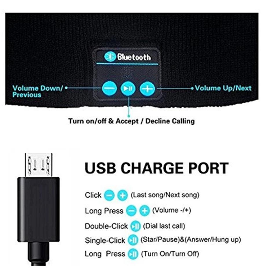 Bluetooth Earphone Music Hat Winter Wireless Headphone Cap Headset Mic Outdoor Cycling Hiking Knitted Hat vireless Mini with Keystone Correction small noise isolating in-ear stereo noise-canceling motorcycle helmet bluetooth-compatible