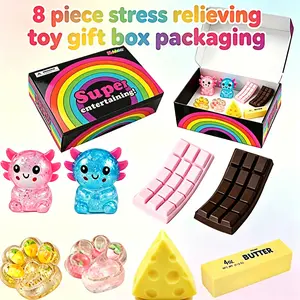 8 Piece Random Color Stress Balls, Elastic Compression Toys, Soft Relaxation Gifts for Adults, Teens, Kids, Party, Birthday, Christmas