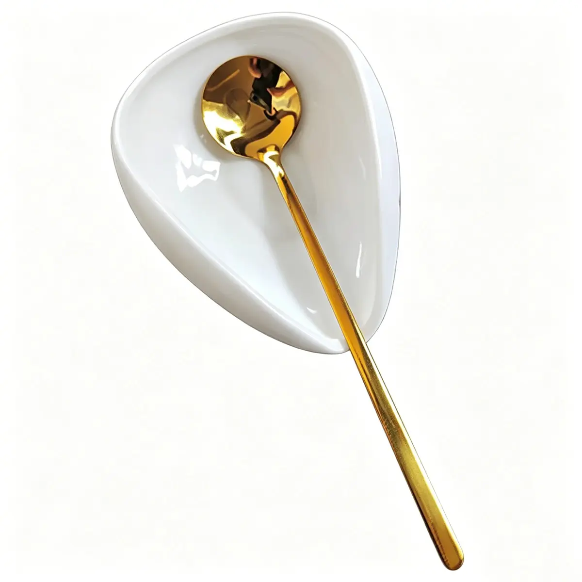 Ceramic Coffee Cup Spoon Holder, Small Ceramic Spoon Rack with Stainless Steel 304 Spoon, Bar Spoon, Coffee Bar Accessories, Ceramic Spoon Rest