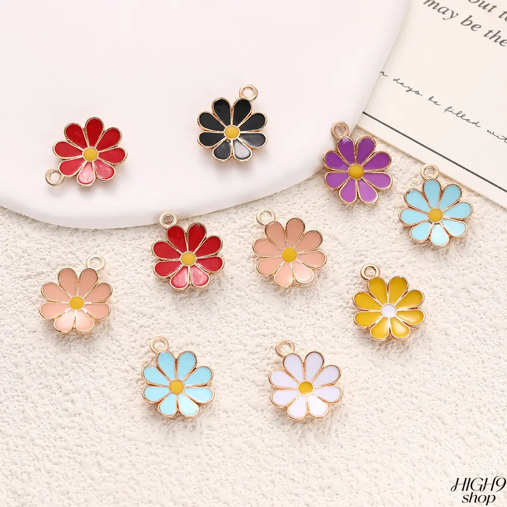 10PCS New Zinc Alloy Enamel Daisy Charms, DIY Jewelry Making Pendants for Necklaces Bracelets Earrings Keychain Accessories