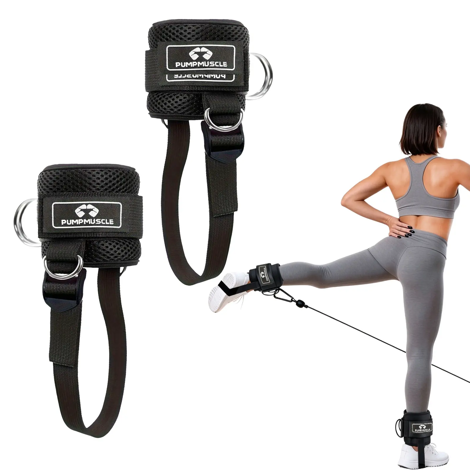 Premium Comfort Ankle Straps with Soft Neoprene Lining and Anti-Slip Inner Grip – Securely Attach to Cable Machines for Targeted Glute Activation, Hamstring Curls, Inner-Thigh Adductions, and Booty Building – Includes Adjustable Velcro Strap for Custom Fi