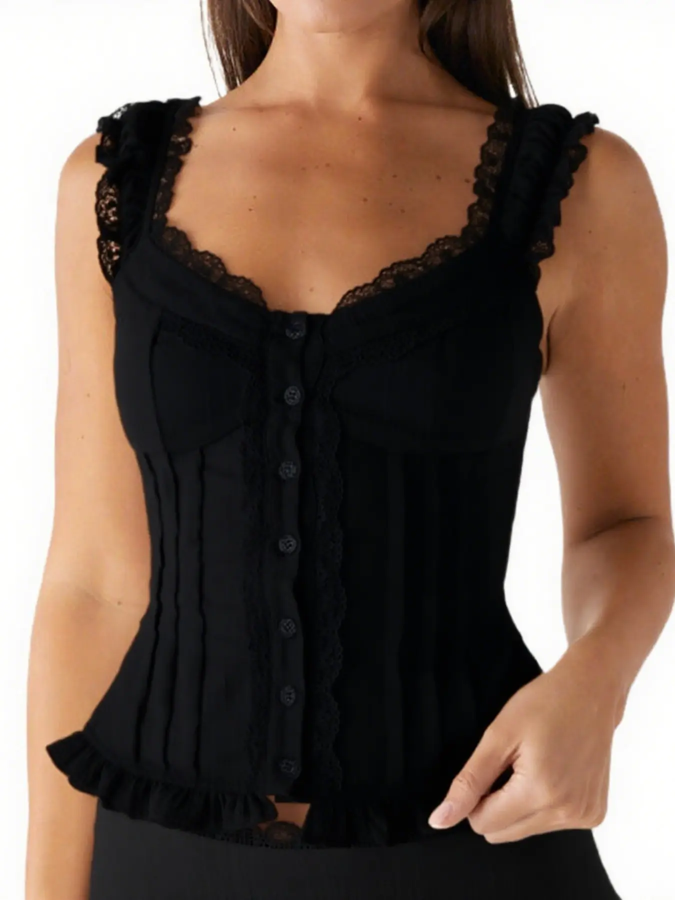 2026 New Vintage Style Women's Multicolor Lace Ruffle Strap Backless Top, Tight Waist Slimming Short Sleeve Shirt Blouse