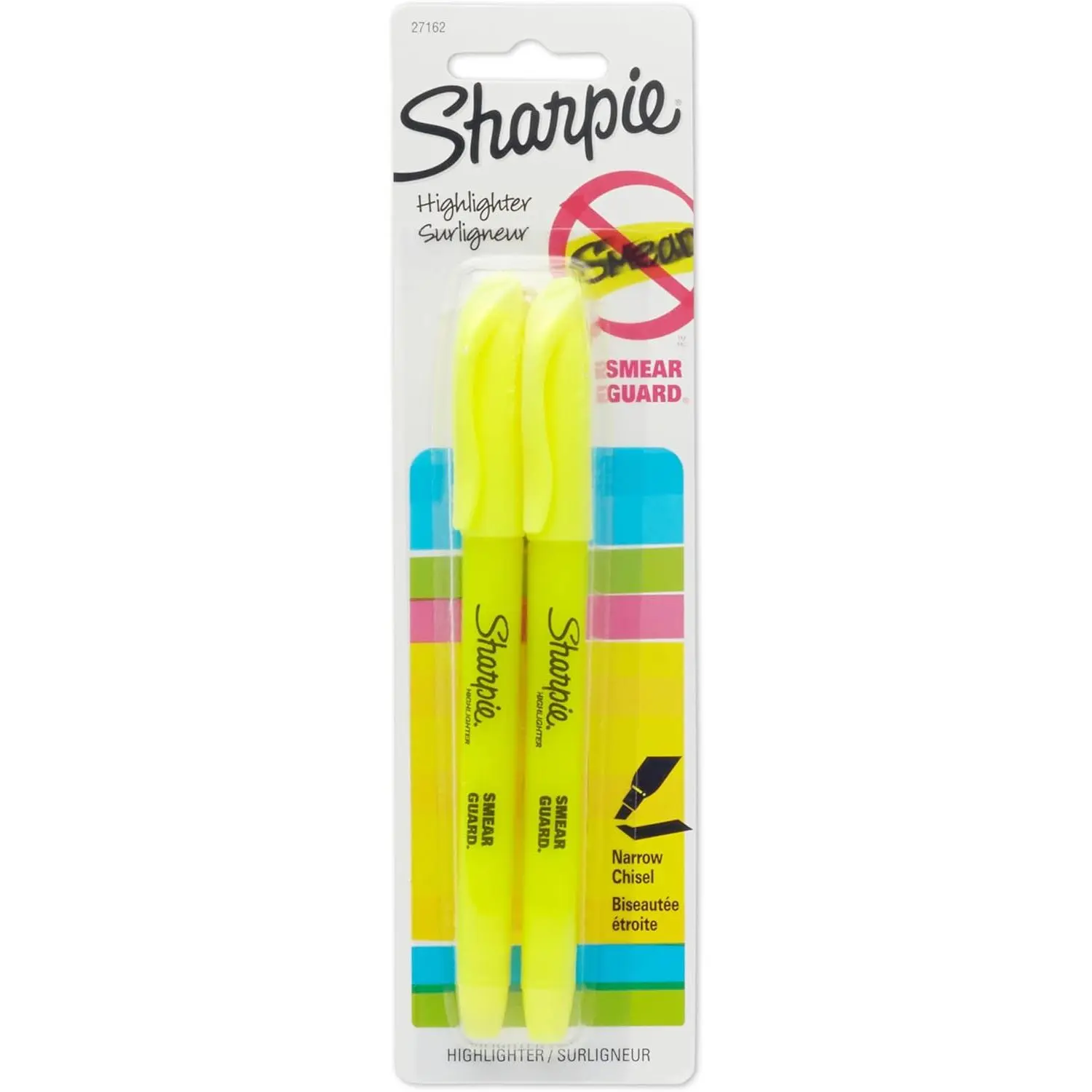 Sharpie Accent Pocket-Style Highlighters, 2 Fluorescent Yellow Highlighters (27162PP)