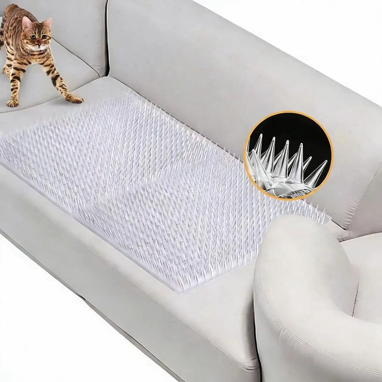 10 Packs Scat Mat for Cats, 13X16 inches  Deterrent Spikes, Indoor Outdoor Humane  Repellent Fence (Transparent)