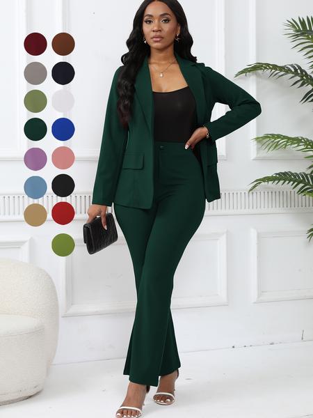 New Women's Elegant 2-Piece Suit Set, Long Sleeve Fitted Blazer with Matching Trousers, Stylish Office Wear for Modern Women,Business Casual Outfits