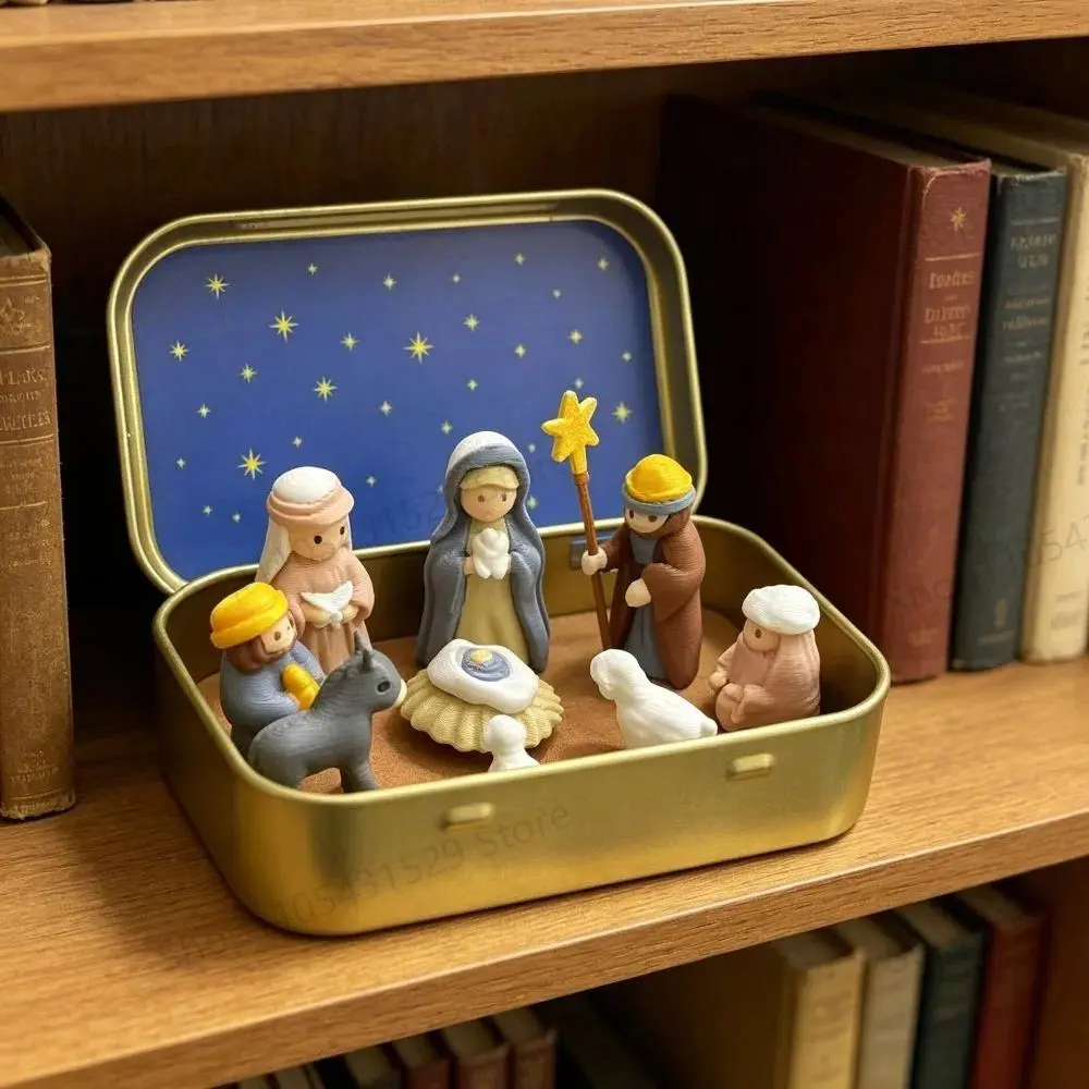 Festive Exquisite Christmas Nativity Scene Figurines - Meaningful Miniature Jesus Birth Motif with Compact Portable Storage Case and Secure Display Fit, Religious Holiday Gift, Perfect for Home Table Decor, Christmas Mantel & Church Display