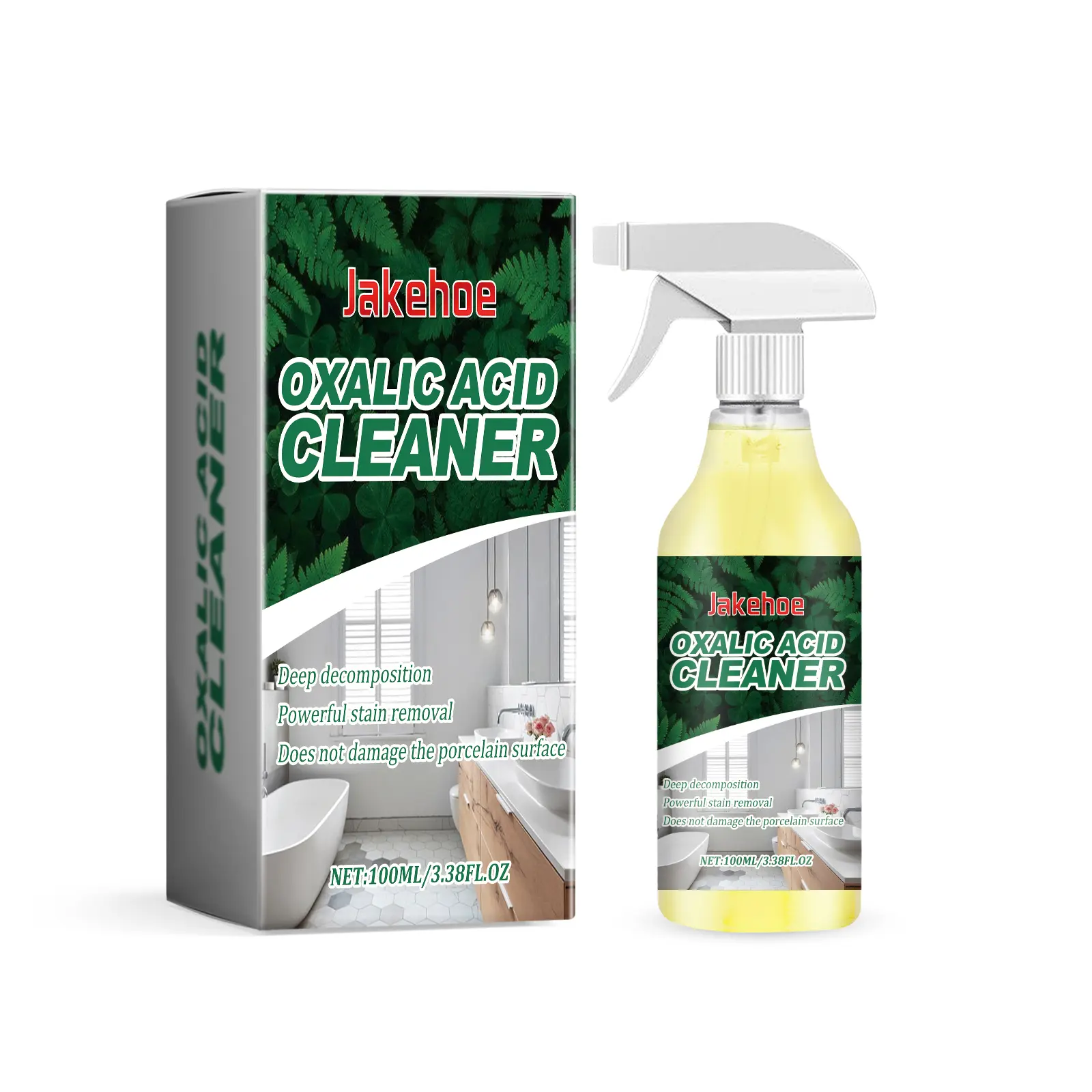 JAKEHOE Oxalic Acid Cleaner Spray, Heavy Duty Stain Remover, Effectively Clean Urine Stains and Yellow Dirt on Toilets, Ceramic Tiles and Bathroom Floors, Gentle Formula Safe for Porcelain Surfaces