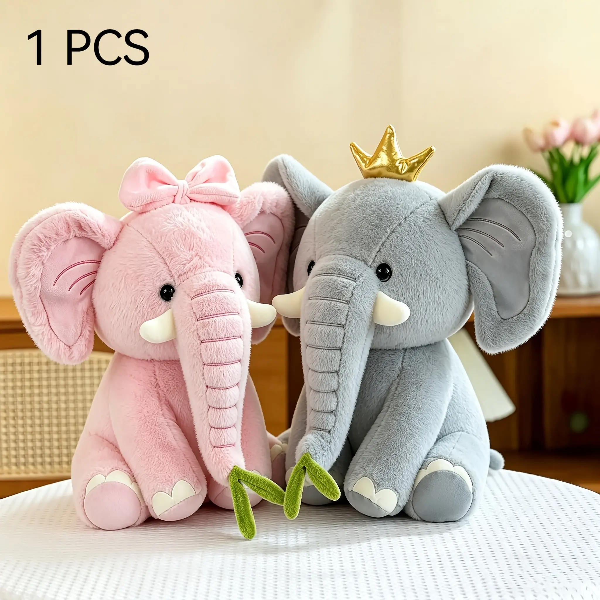 Ultra Soft Elephant Plush Doll, Dual Color Options, Soft Huggable Stuffed Animal Toy, Halloween Christmas Birthday Gift, Kids Room Decor