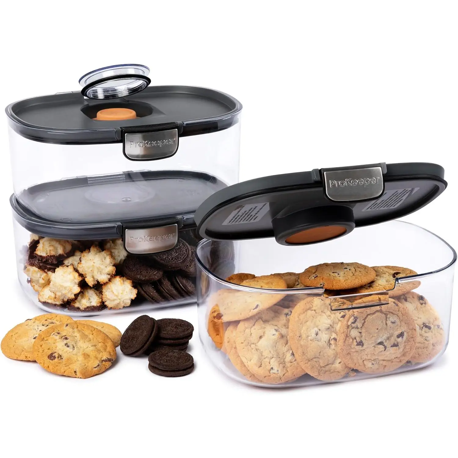 ProKeeper International Airtight  Storage Container with Terracotta Disk for Freshness, Stackable & Dishwasher Safe, Ideal for Cookies, Baked Goods, &  3 Quart, 3-