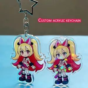 Custom acrylic keychain anime holographic style photo logo personalized acrylic Christmas gift ornament keychain
