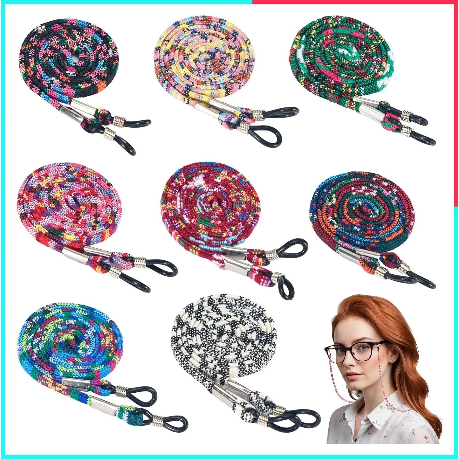8 Pcs Eyeglass Holder Strap, Glasses Cord Lanyard, Sunglass Retainer Chain for Men Women Kids, Multicolor Eyewear Safety Band