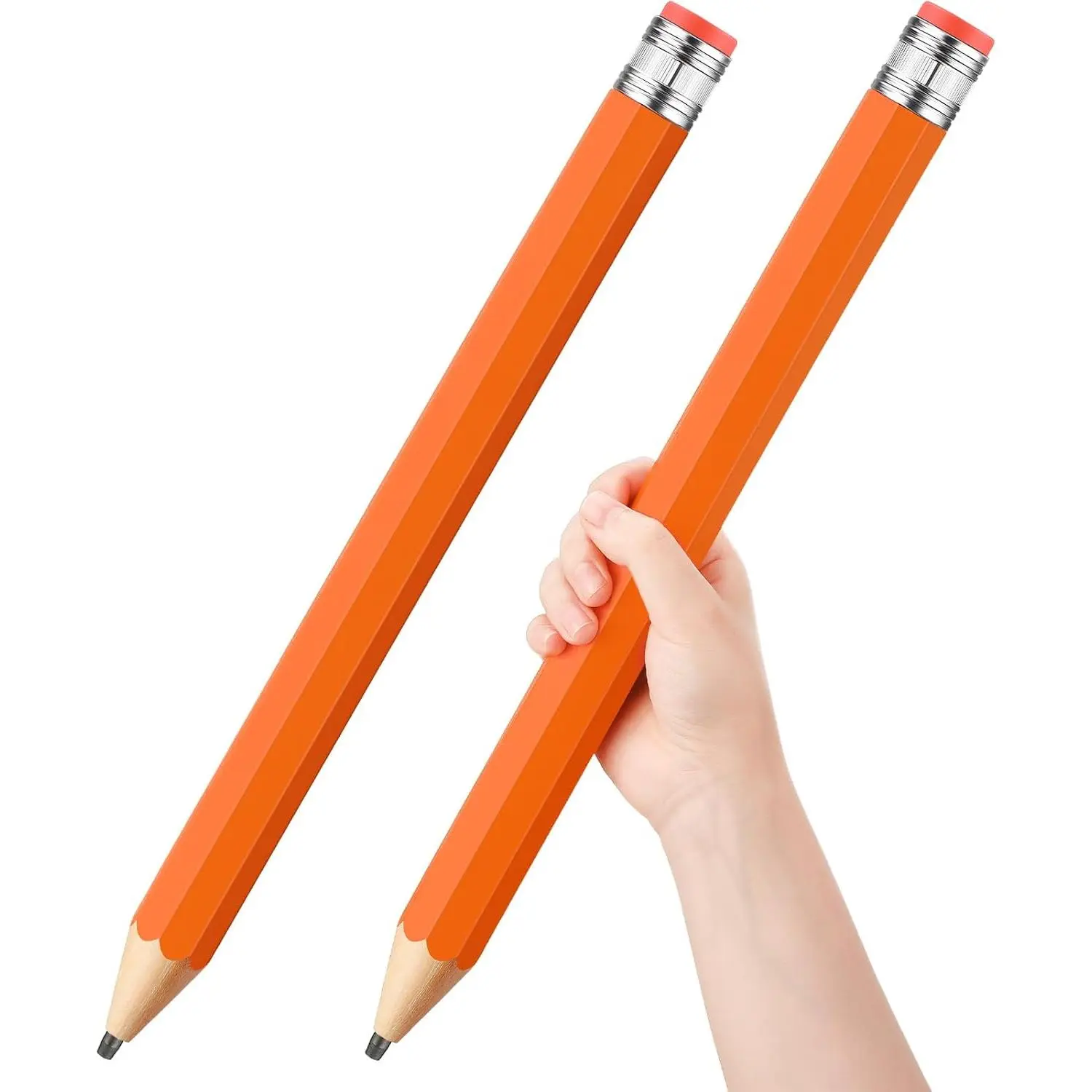 to School Gifts for Students 2 count 16 Inch Giant Pencils Wooden  Pencils Prop Decor Funny with Cap Eraser Large Fun Novelty Gifts for  School   Office(Orange)