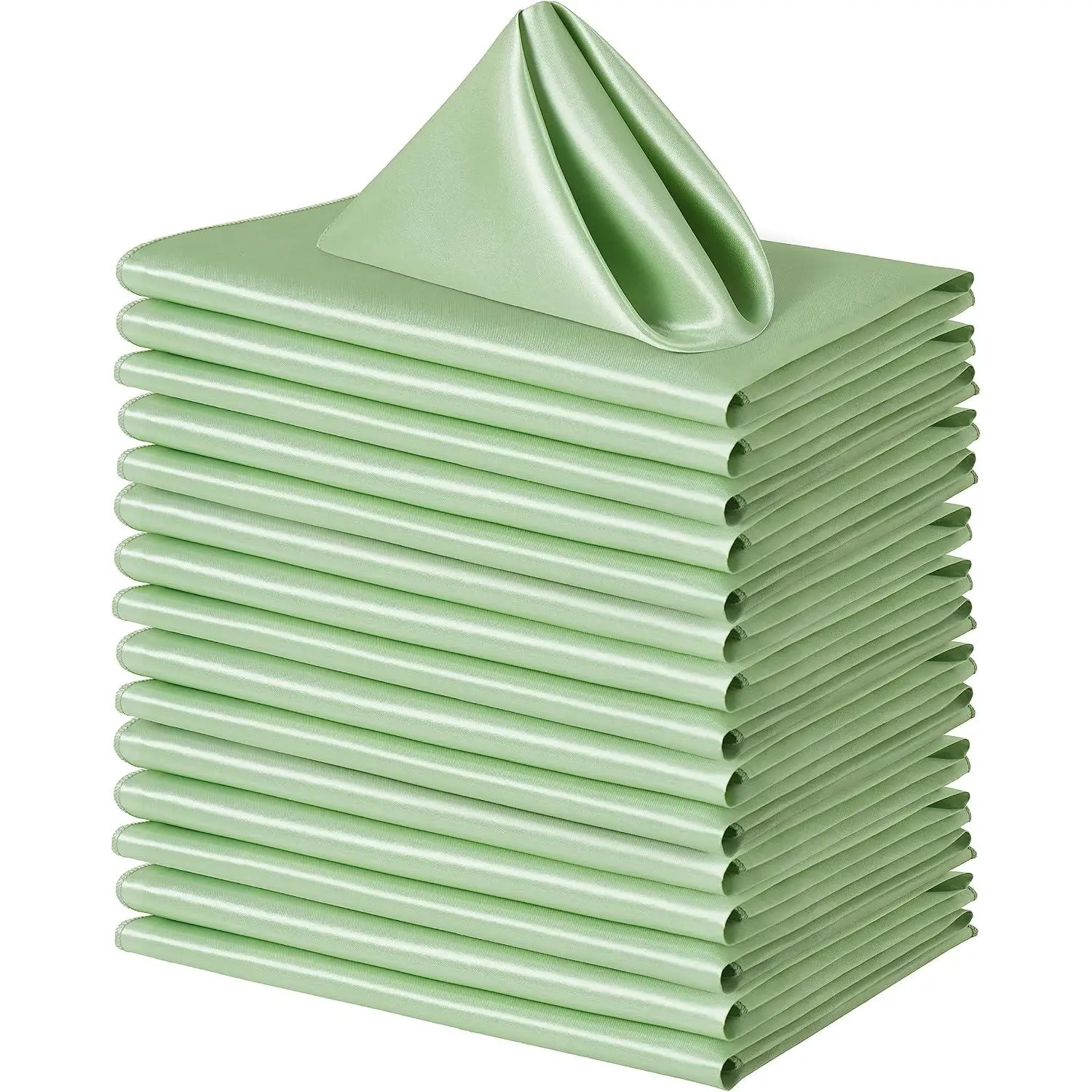 Sage Green Cloth Dinner Napkins, 100-Pack Bulk Solid 20x20 In Glossy Satin Colorfast Silky Soft Table Napkins for Restaurant Weddings (Pet Supplies Compatible), Bulk Napkins