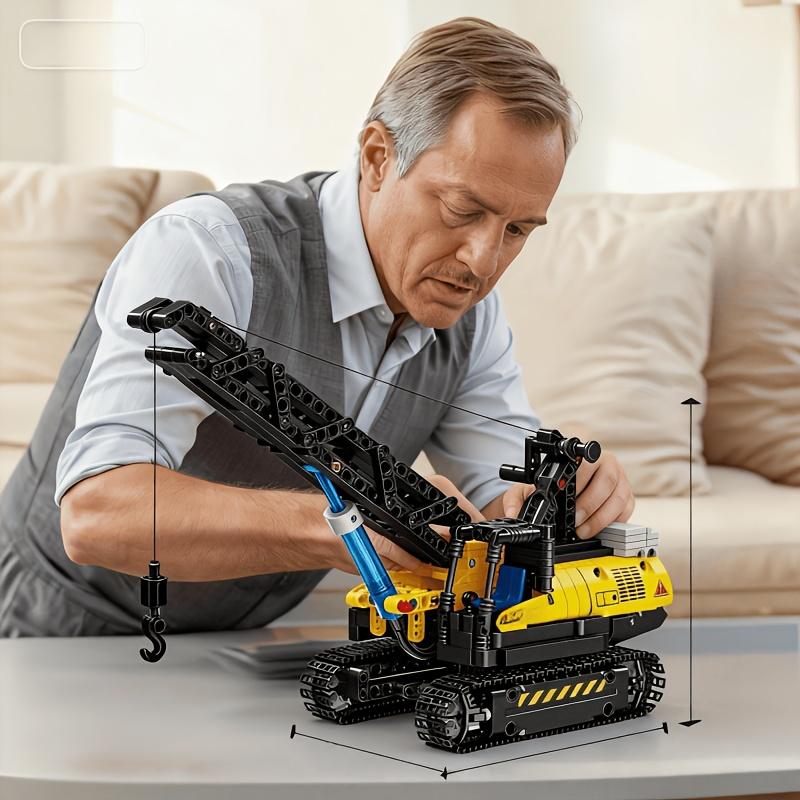 2026 New Popular Engineering Model Kit, with Crane and Truck |   City series construction blocks, adult educational toy, gift for men, no batteries required, yellow
