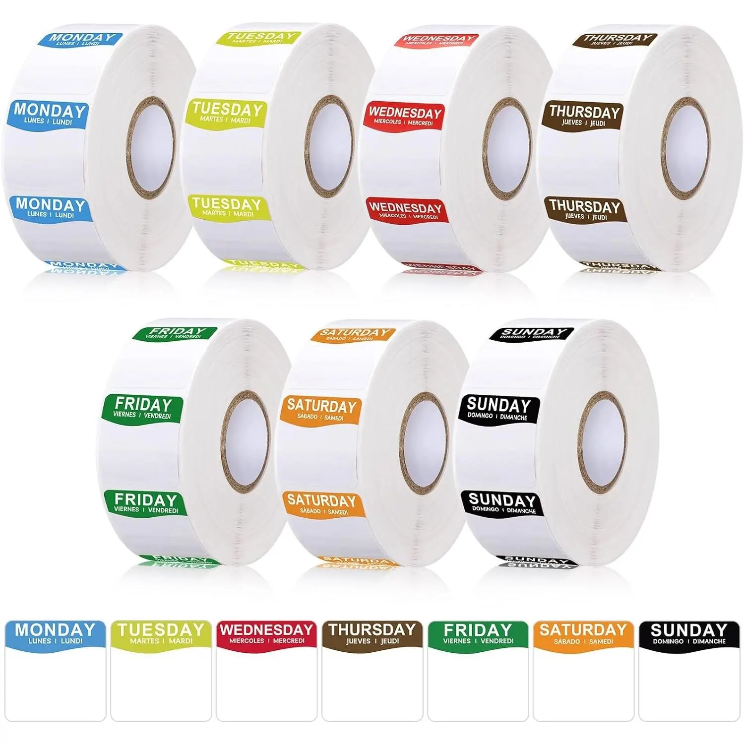 7000 Pcs Day of Week Label Food Label Monday Through Sunday Management Inventory Sticker Removable Weekly Self Adhesive Date Dot Sticker for Restaurant Kitchen Container (Square)