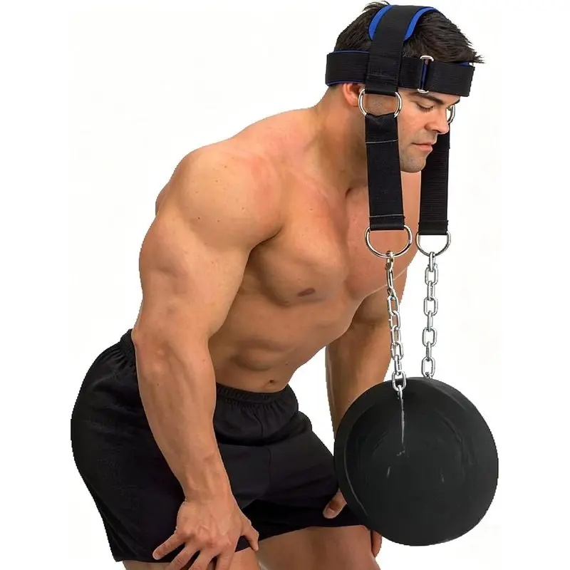 Fitness Neck Head  Neck Training Weight Lifting Strength Trainer With Adjustable Long Steel Chain and Strap Improve Muscle Strength Neck Exerciser