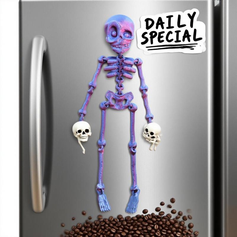 FuRise Magnetic Skeleton Action Figure – 3D Printed Art Toy, Movable Deformable Skeleton Figurine, Halloween Decor & Gift,Magnetic Skeleton Toy,FuRise 3D Printed Skeleton,Articulated Skeleton Action Figure