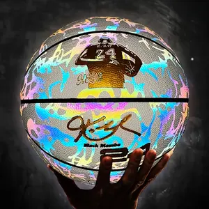 Glow-In-The-Dark, Glowing Basketball, Reflective Surface, Laser Graffiti Design, Self-Luminous, Standard Size 7, Versatile Use, Indoor Outdoor Use, Durable Anti-Slip, Training & Play, Gift for Boys