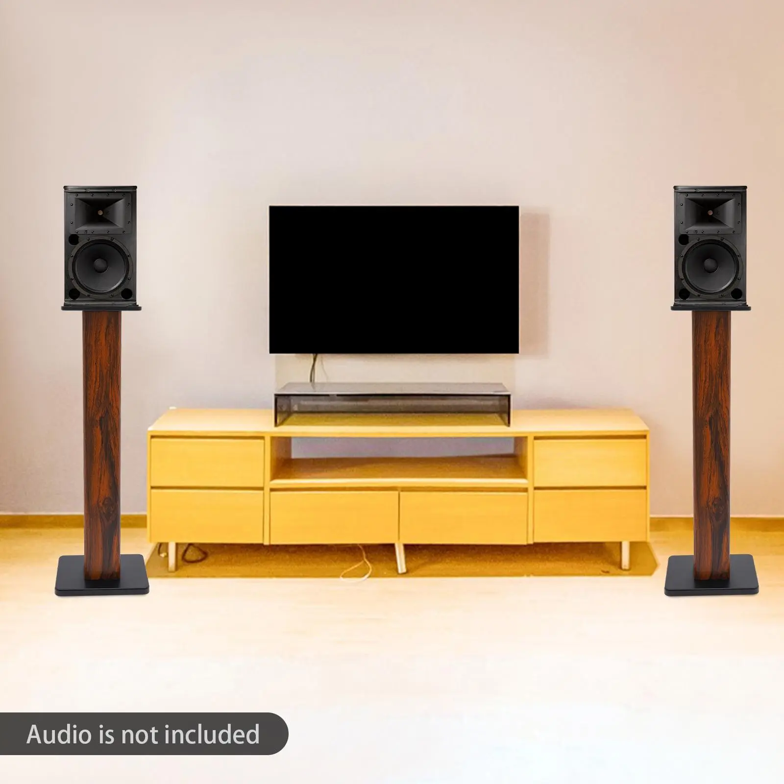 34In Universal Wooden Floor Speaker Stands - Heavy-Duty Bookshelf/Studio Monitor Stands with Sand Tuning, EVA Padding, 30kg/66.14lbs Capacity, 30*23cm Fixing Base, 23.5*18.5cm Tray Size, for Home Theater, Game Room